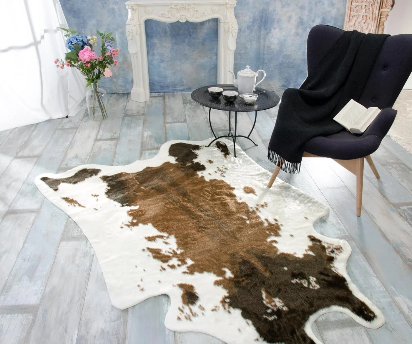 Wohnen und Accessoires GmbH & Co. KG Fellteppich Kuhfell Teppich Kunstfell Braun