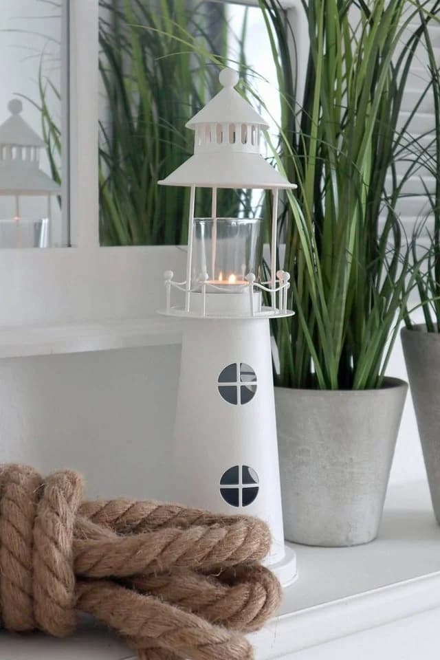 Grafelstein Leuchtturm Windlicht Weiß Metall Deko