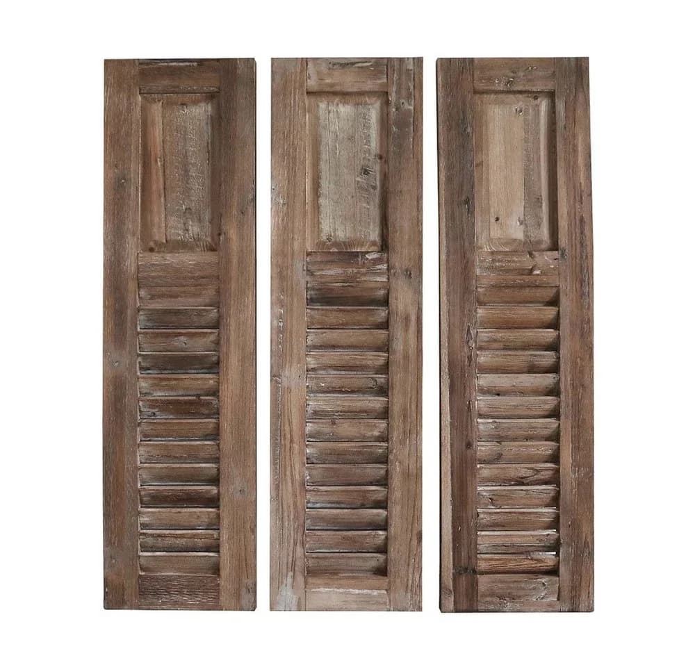 Grafelstein Wanddeko SHUTTERS Braun Holz Fensterladen 110cm Landhausstil 3-teilig