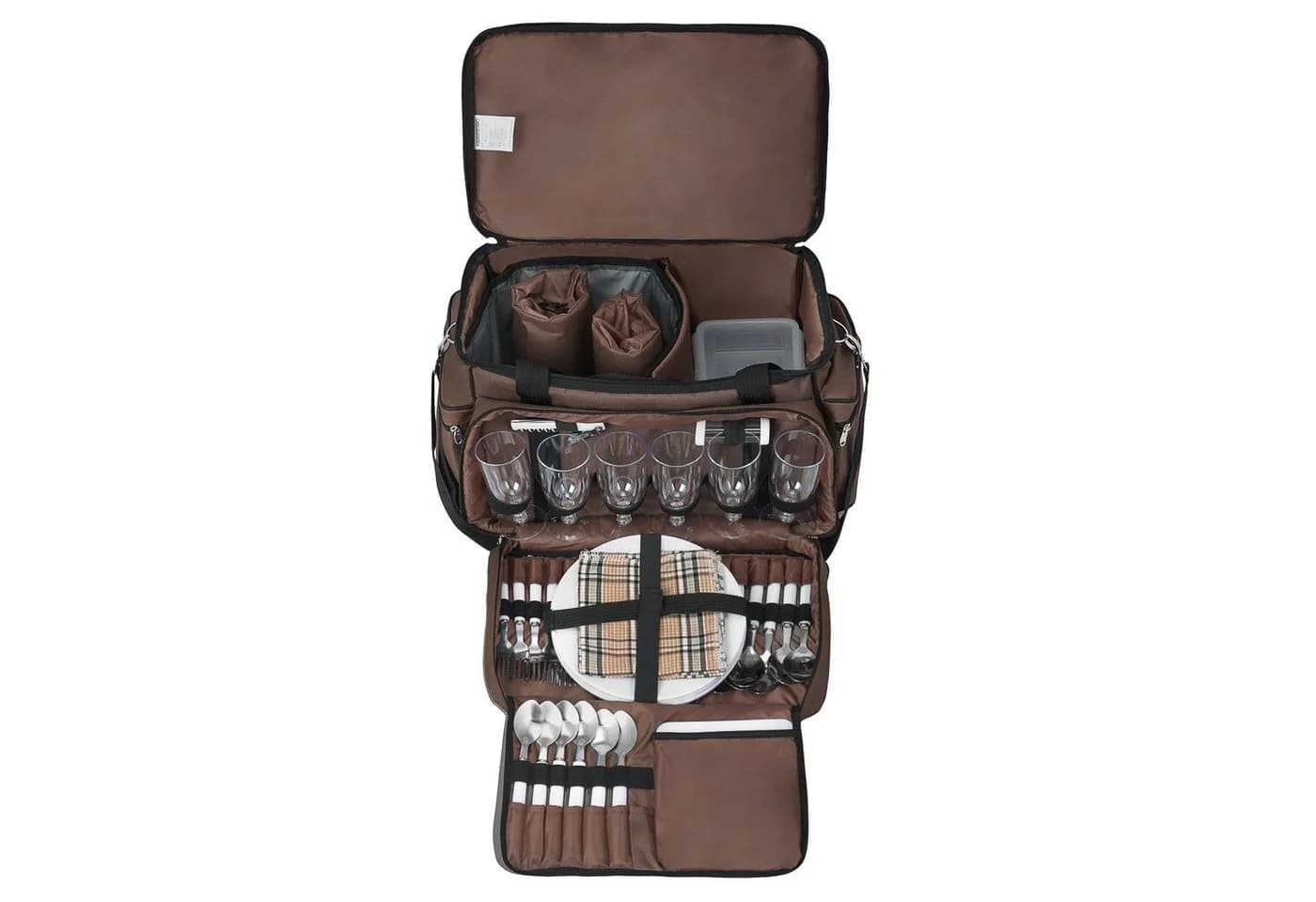 anndora Picknicktasche XXL 57-tlg. Braun Isolierter Stauraum