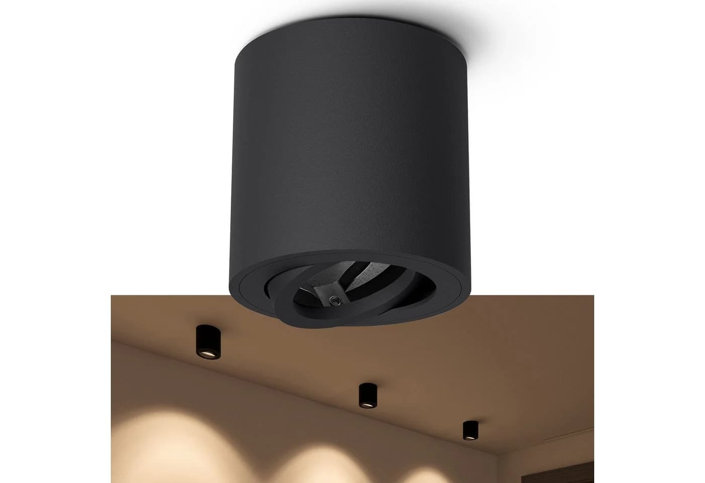 linovum LED Aufbaustrahler CORI schwenkbar Schwarz Aluminium