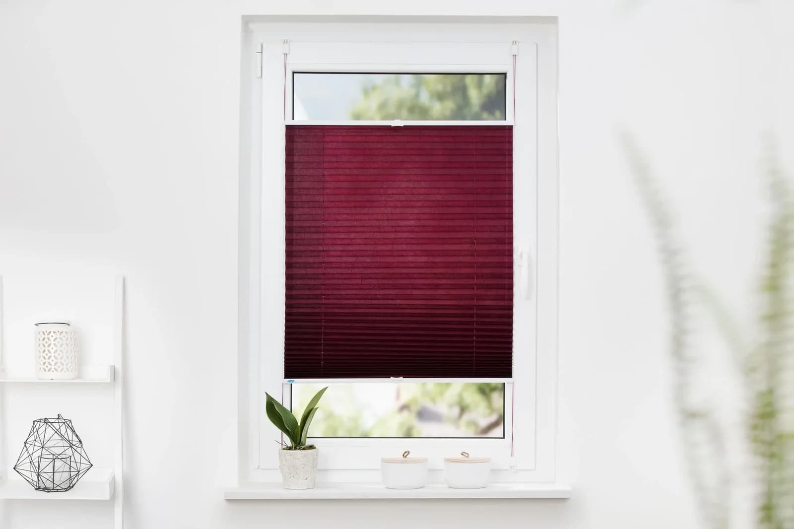 K-HOME Plissee "Klemmfix Pisa" Lichtschutz ohne Bohren verspannt Crushed-Optik Bordeaux