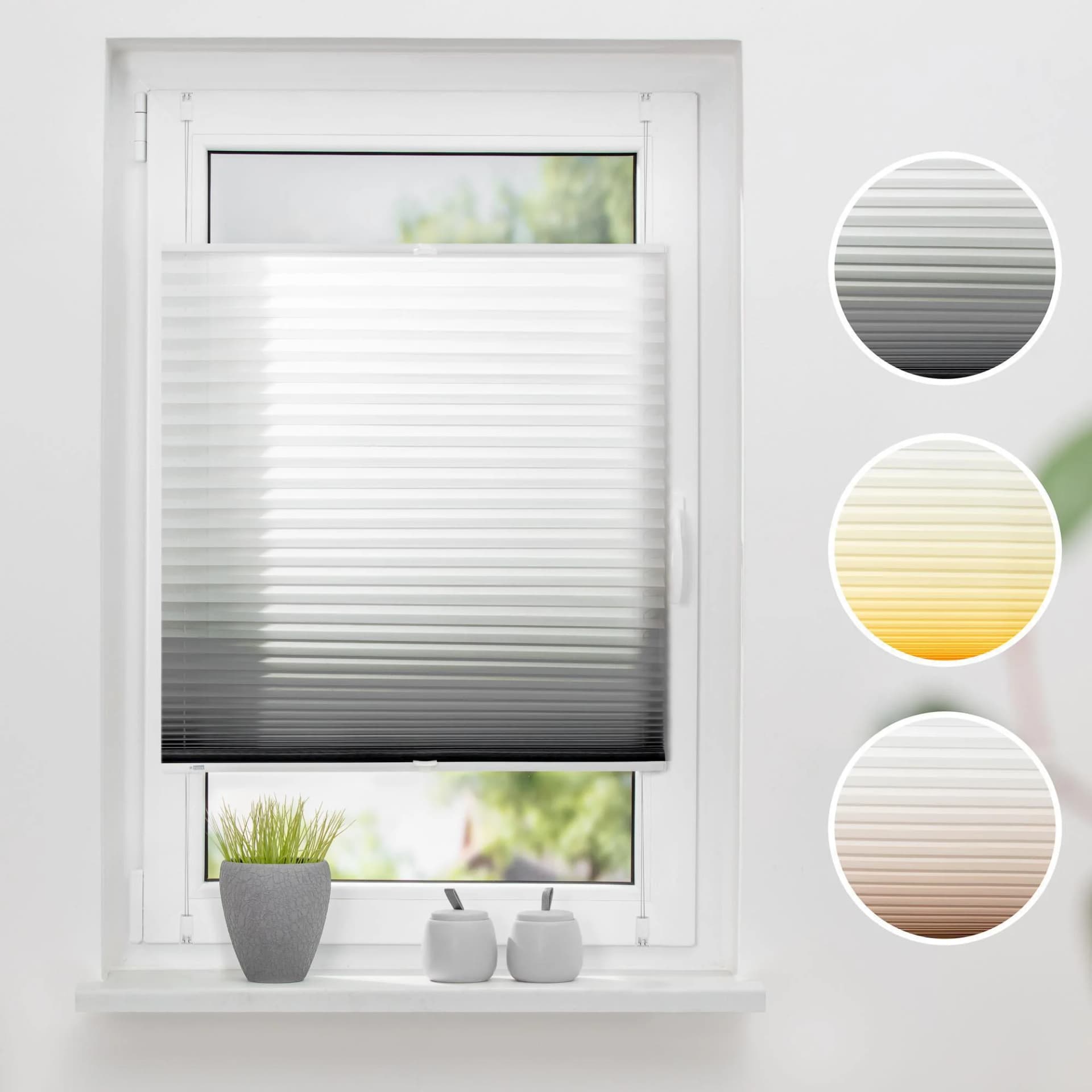 K-HOME Plissee Farbverlauf Sunrise Grau Klemmfix