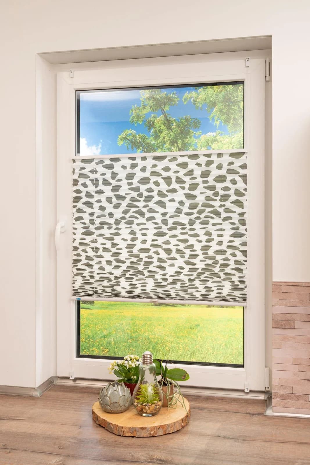 K-home Plissee Klemmfix Pisa Grau Crush-Optik