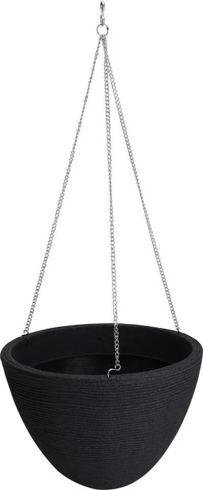 Spetebo Blumenampel Kunststoff Schwarz Silber 33 cm