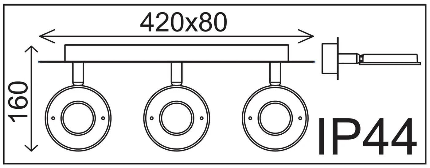 TRANGO LED Deckenleuchte 3-flammig IP44 Chrom-Optik Modern