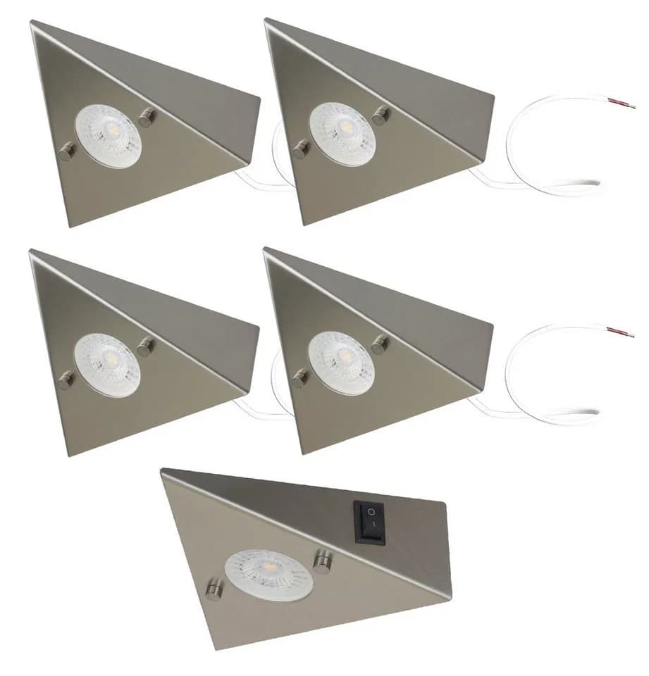 TRANGO LED Unterbauleuchte 5er Set Edelstahl Modern