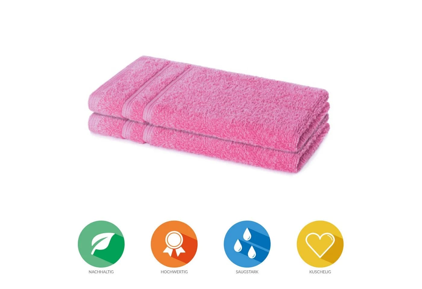 Lavea Gästehandtuch Bali 30x50 cm Bio-Baumwollfrottee 2er-Set Koralle