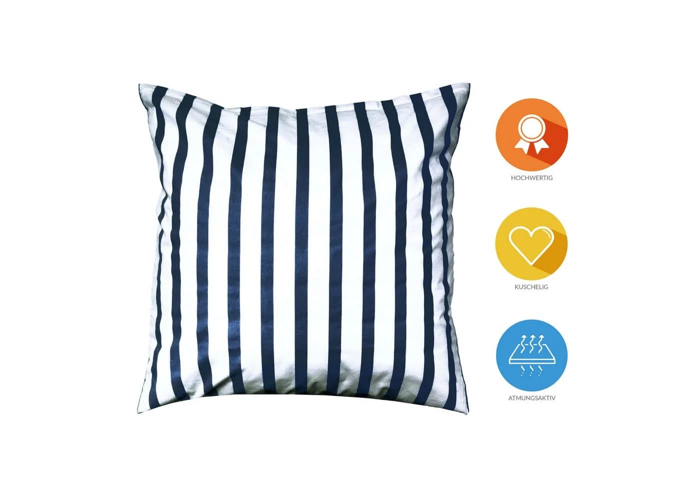 Lavea Bettwäsche Set Navy Breite Streifen 100% Baumwolle