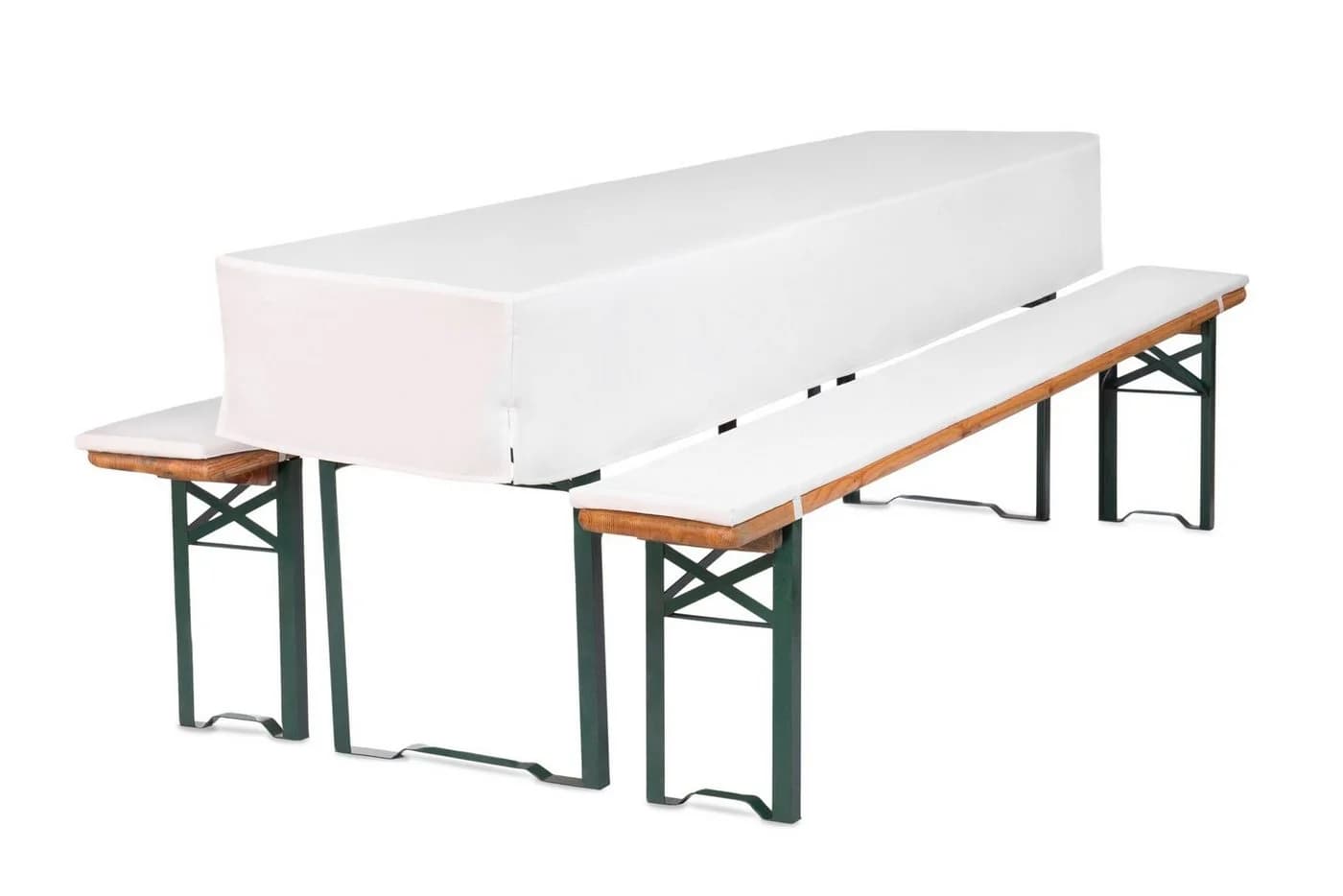 TexDeko Biertischhusse 3/8 Premium - Reinweiß - 220x50/70x30cm