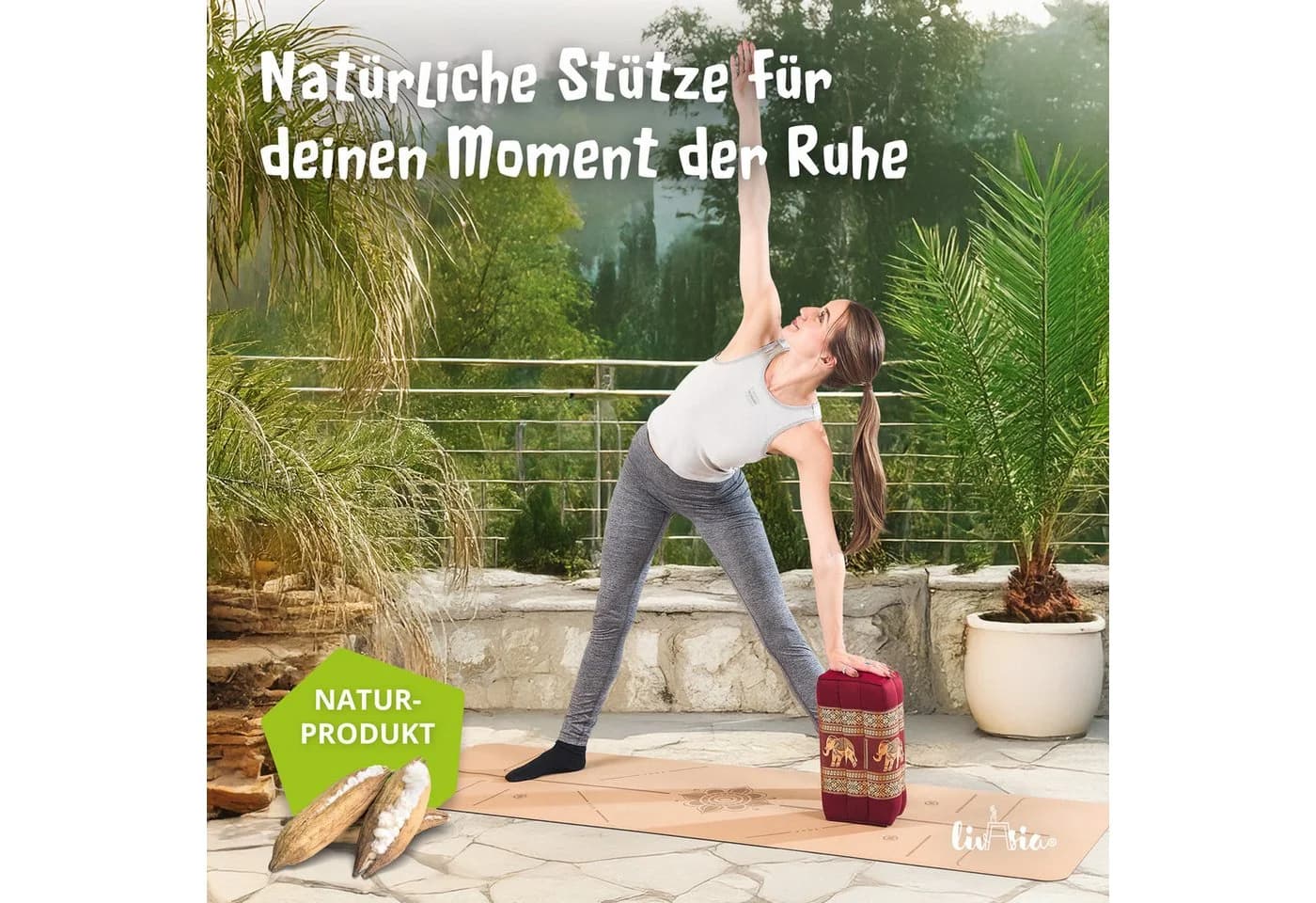 livasia Stützkissen Yogakissen Deluxe Rot Kapok Füllung