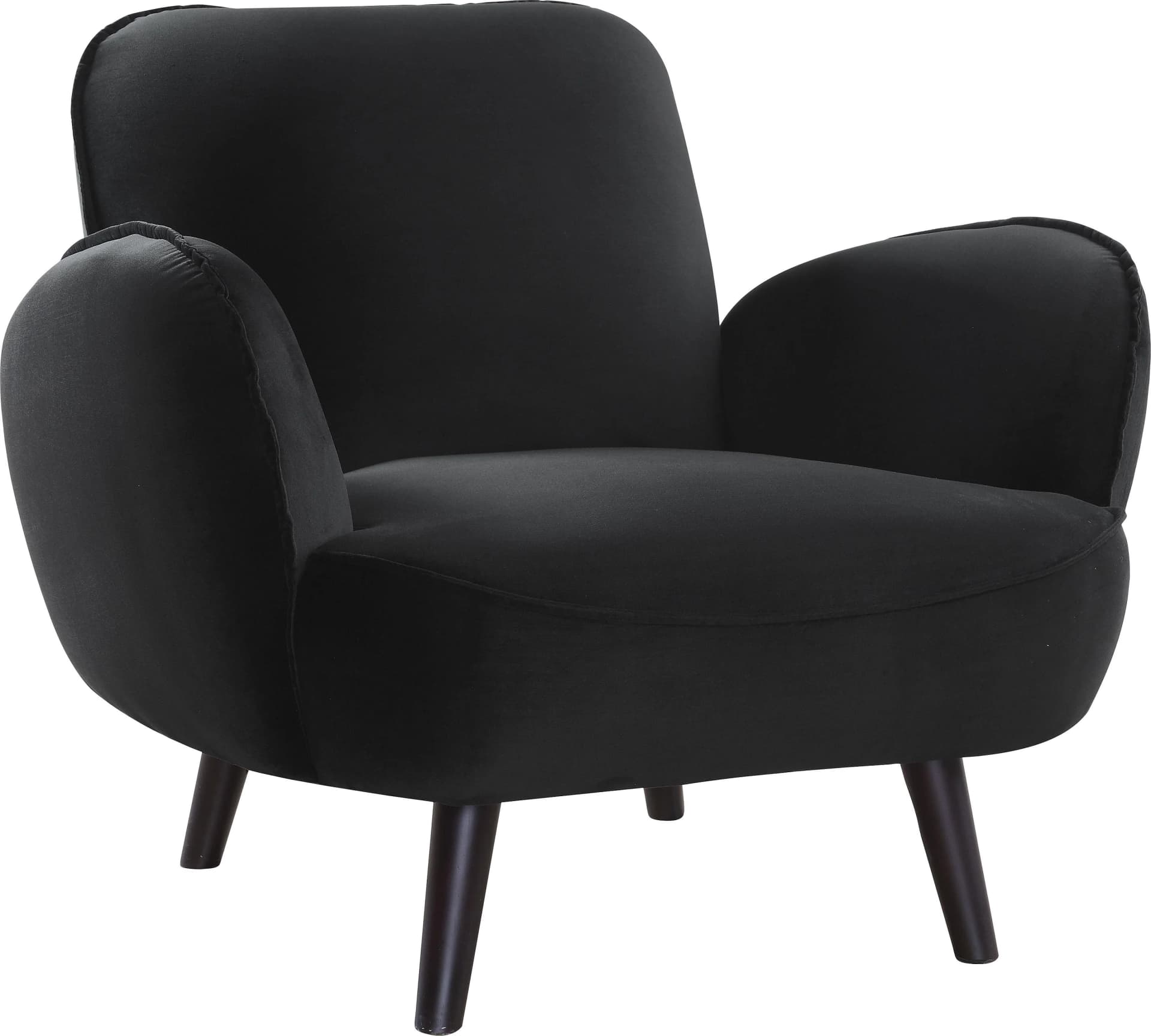 ATLANTIC HOME COLLECTION Sessel Ben Schwarz Samtstoff Massivholzfüße