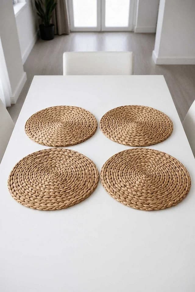 VIVANNO Platzset Wasserhyazinthe ILANA Rund Beige 4er Set