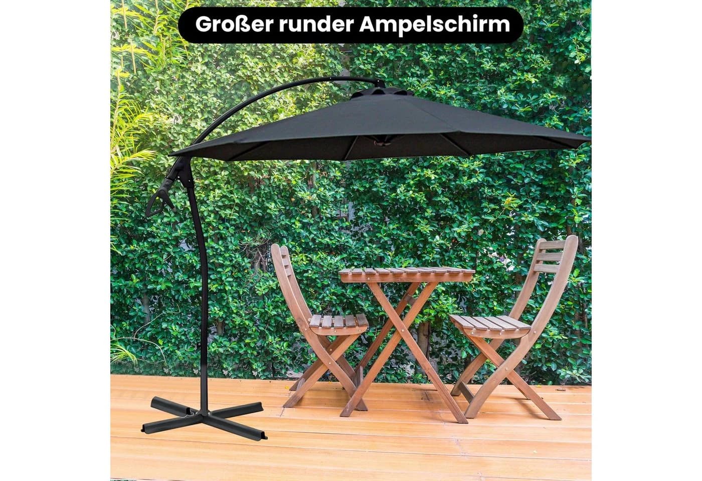 habeig Ampelschirm 3m Wasserdicht Grau PVC