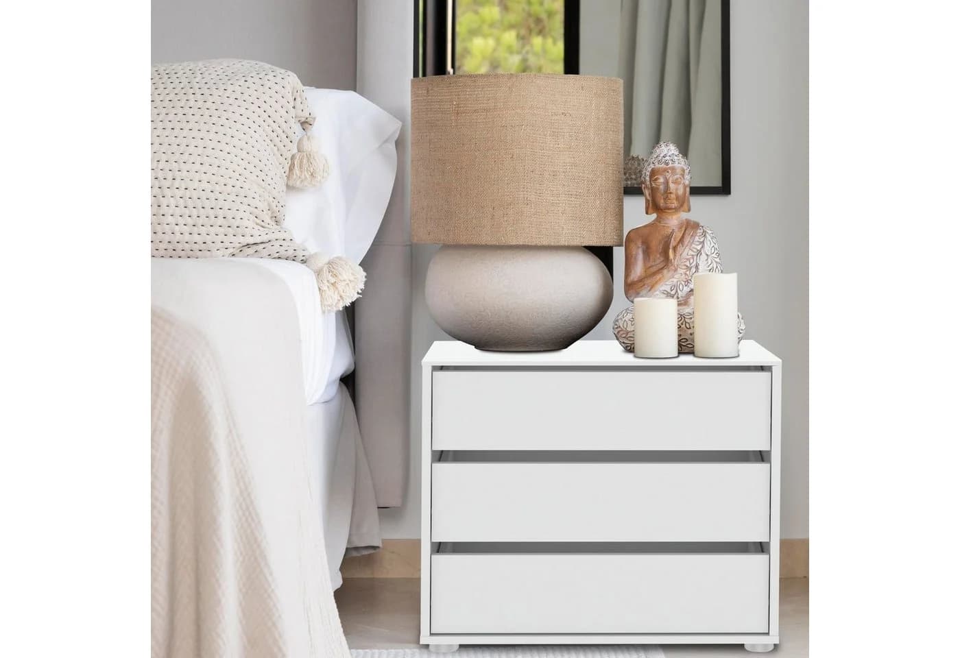 habeig Schubkastenkommode Kommode BLANK weiß Flurschrank Wäscheschrank Schlafzimmer Sideboard