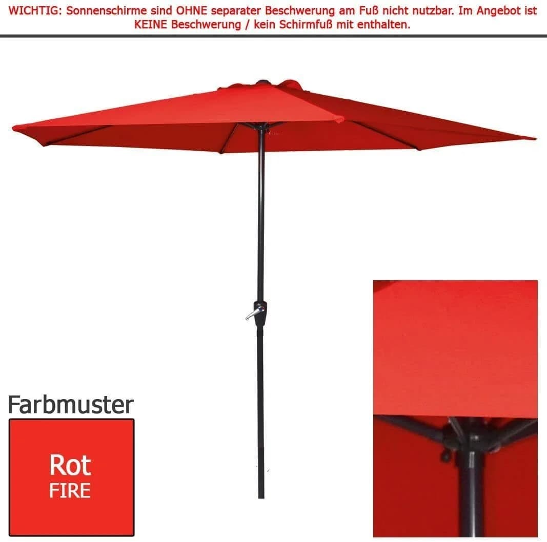 habeig Marktschirm Kurbelschirm 300cm Rot Aluminium