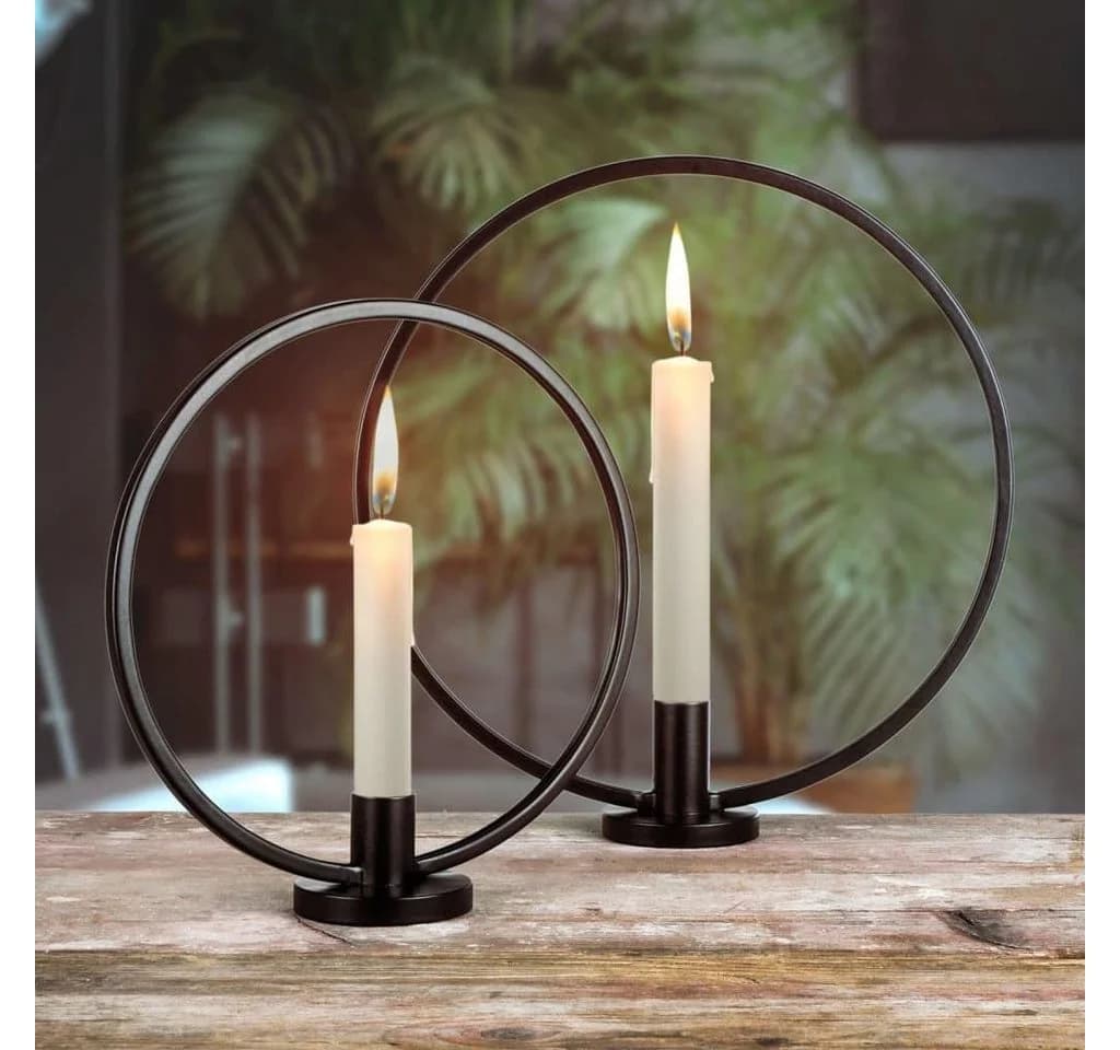 habeig Kerzenhalter 2er Set Kerzenhalter-Ring Schwarz