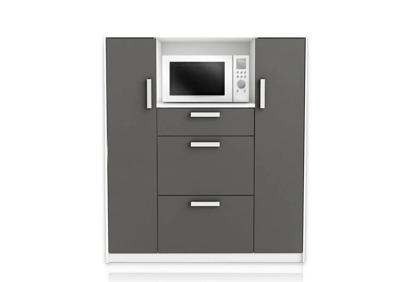Habeig Küchenschrank Singleküche Weiß/Grau