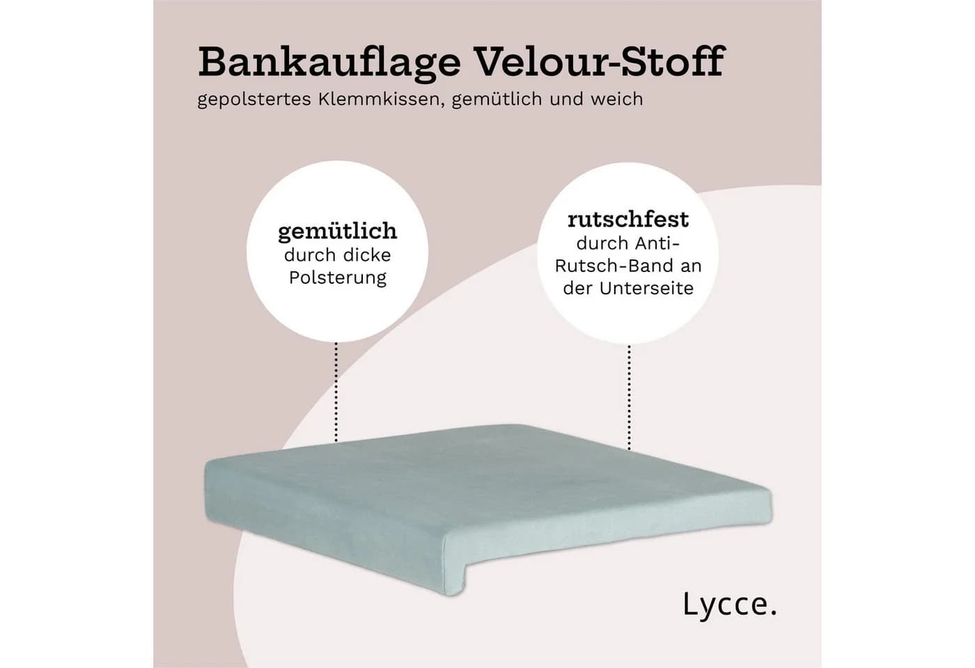Lycce Bankauflage Klemmkissen 1 Leiste Blau Velour