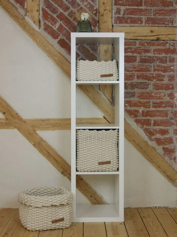 Lycce Regalkorb JAREK Weiß Baumwolle für Ikea Kallax