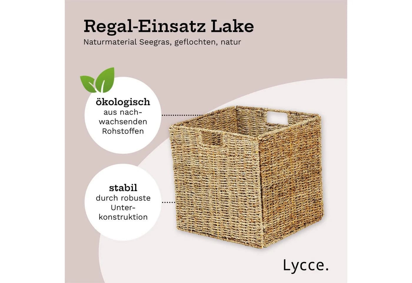 Lycce Regalkorb Kallax Einsatz Seegras Schwarz 33x33x33 cm