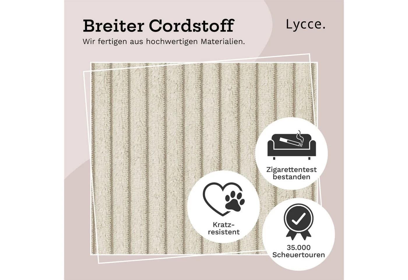 Lycce Dekokissen Kissenbezug Cordstoff Beige 40x40cm