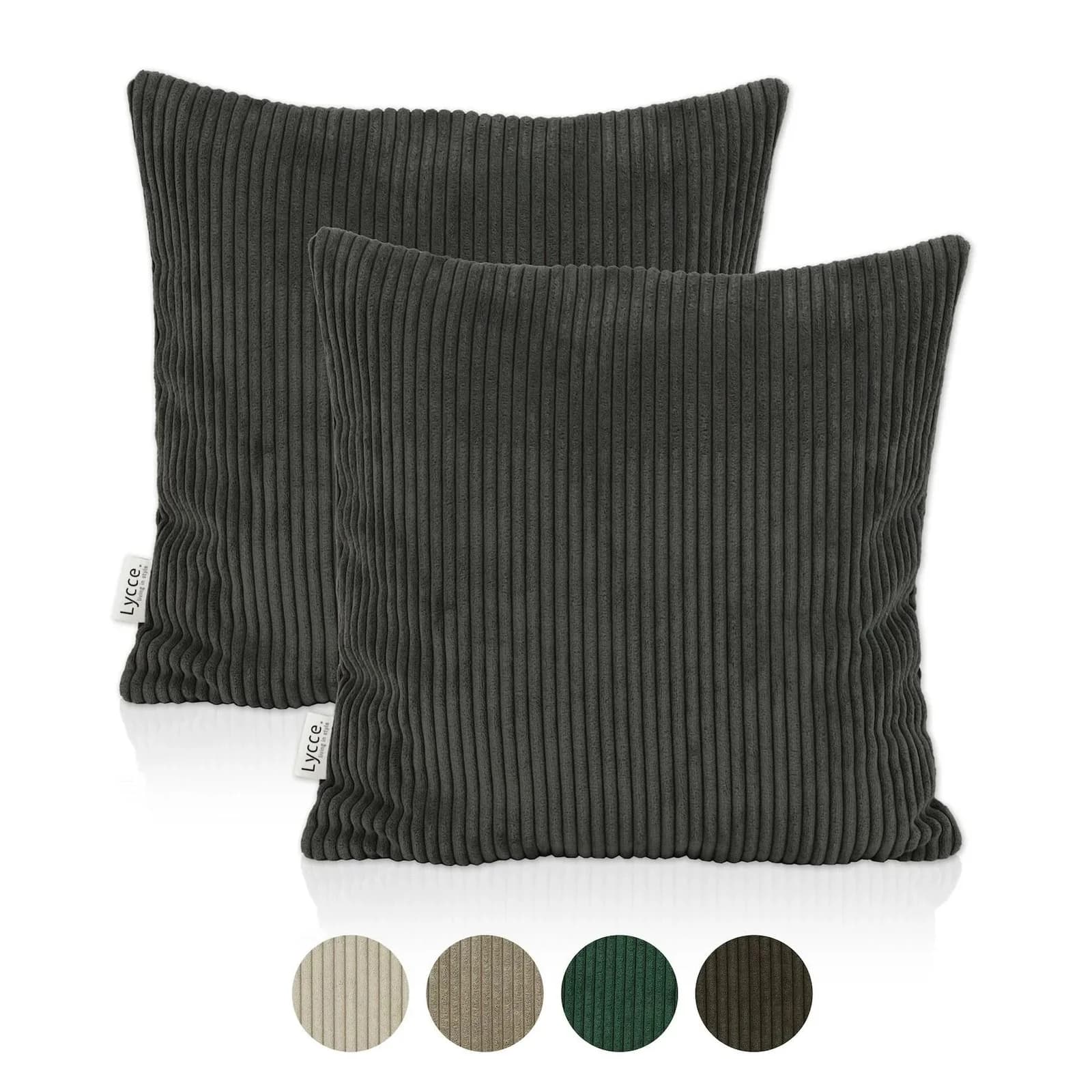 Lycce 2er Set Kissenbezug Cordstoff 50x50 cm