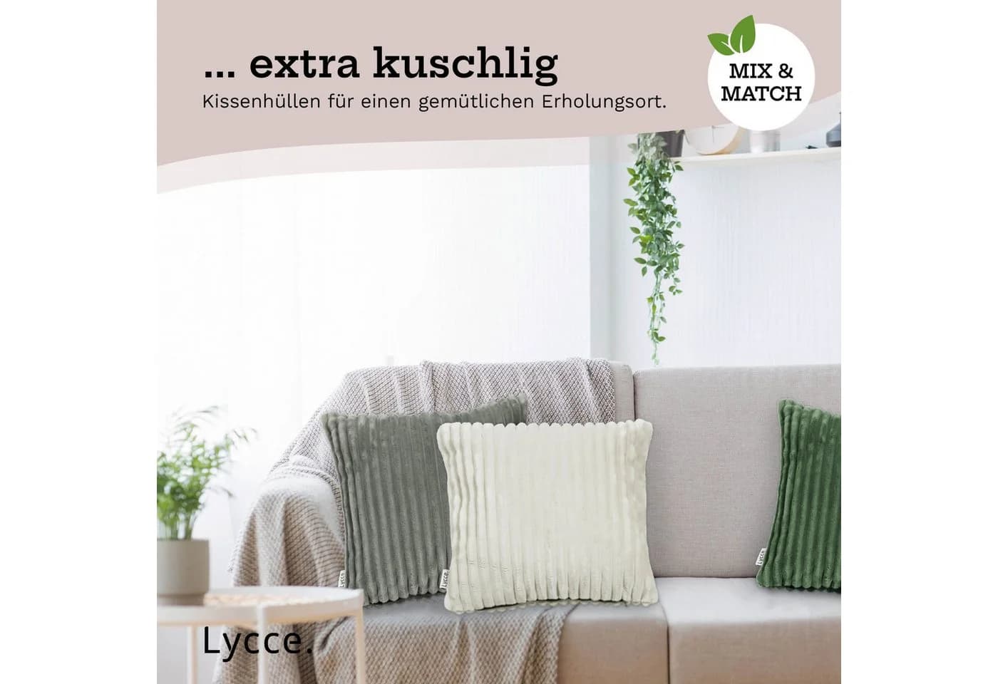 Lycce Dekokissenbezug Deluxe Cordstoff 50x50cm Grün