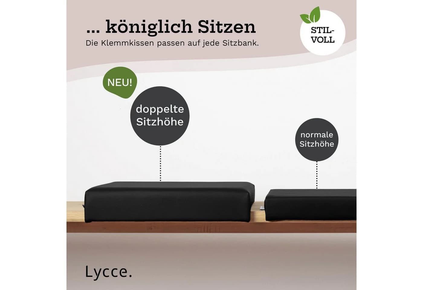 Lycce Bankauflage Kunstleder Klemmkissen 1 Leiste 6cm Höhe