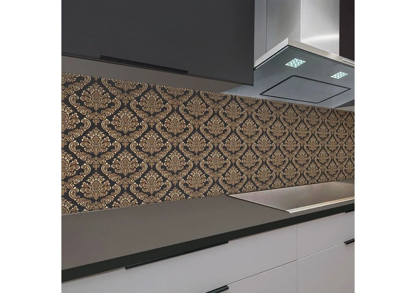 Rodnik Küchenrückwand Schwarz Gold Barock ABS-Platte
