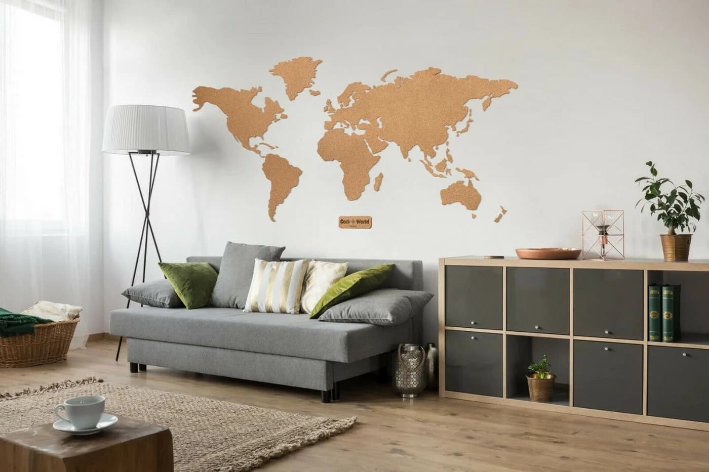 Kork-Deko.de XXL-Wandbild Kork Pinnwand Weltkarte CORKWORLD