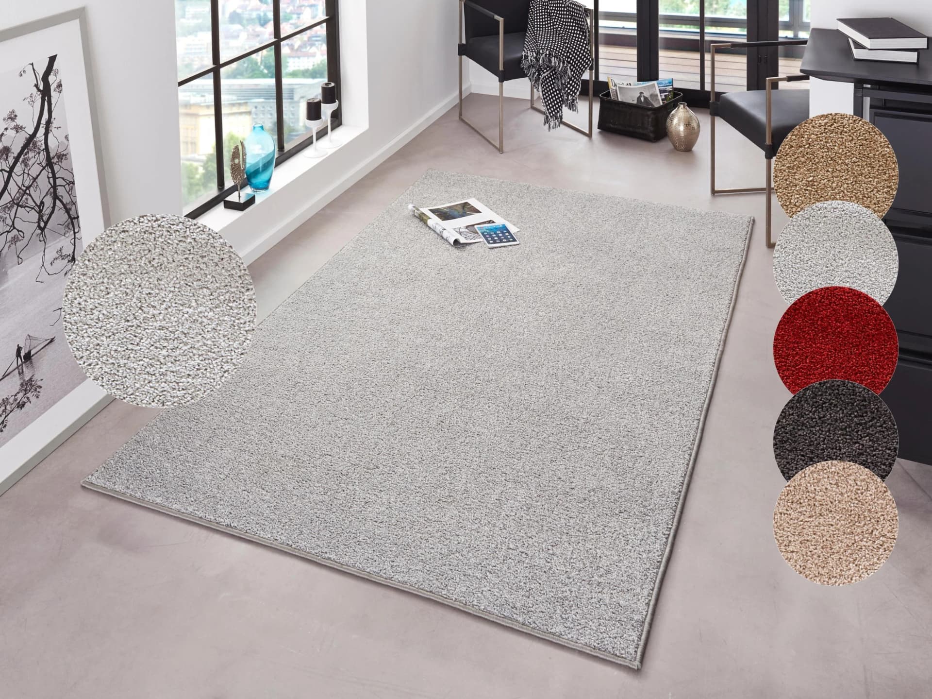 HANSE HOME Teppich Pure 100 Kurzflor Grau