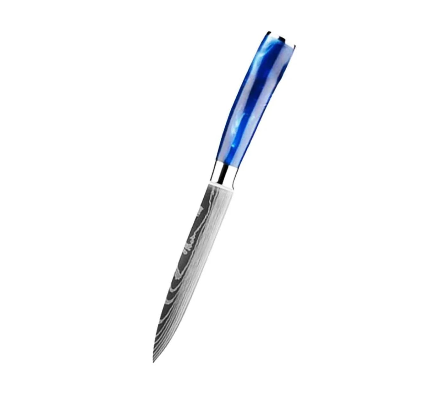 Muxel Universalmesser Edelstahl Damast-Stil Blau