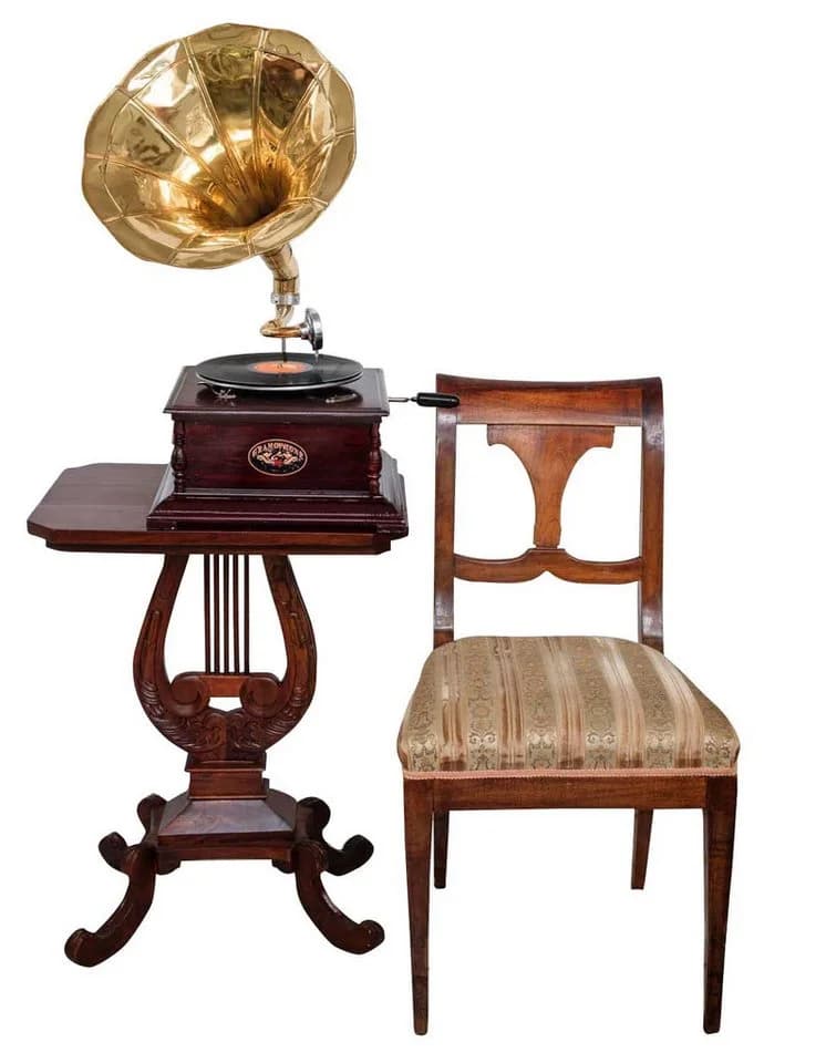 Aubaho Nostalgie Grammophon Dekoration mit Trichter
