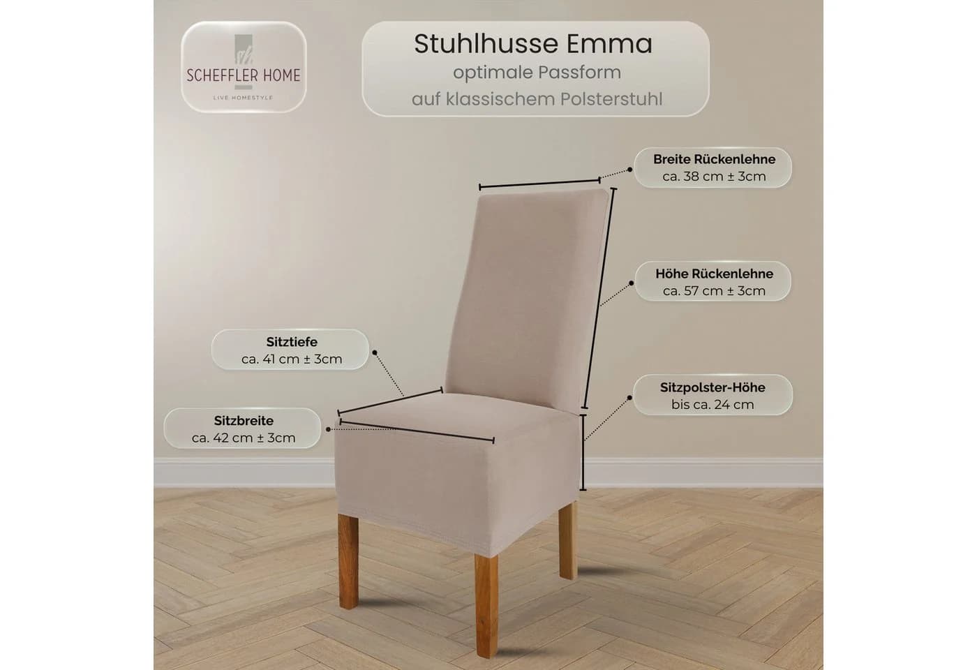 SCHEFFLER-HOME LIVE HOMESTYLE Stuhlhusse Emma Baumwolle