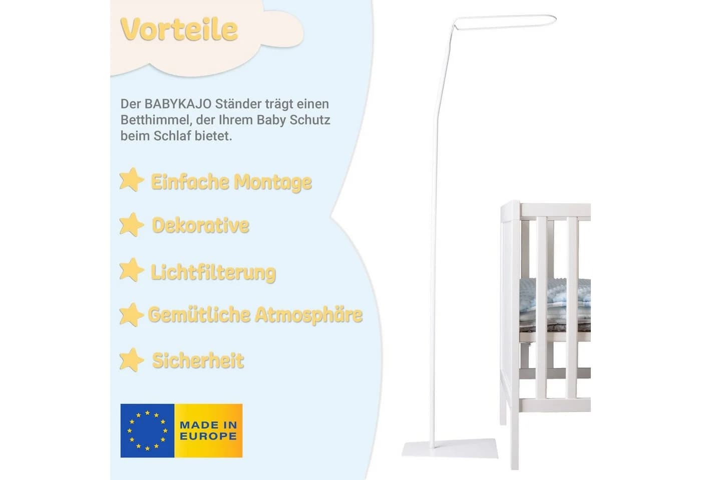 Babykajo Betthimmel Stange Weiß Universell Passend