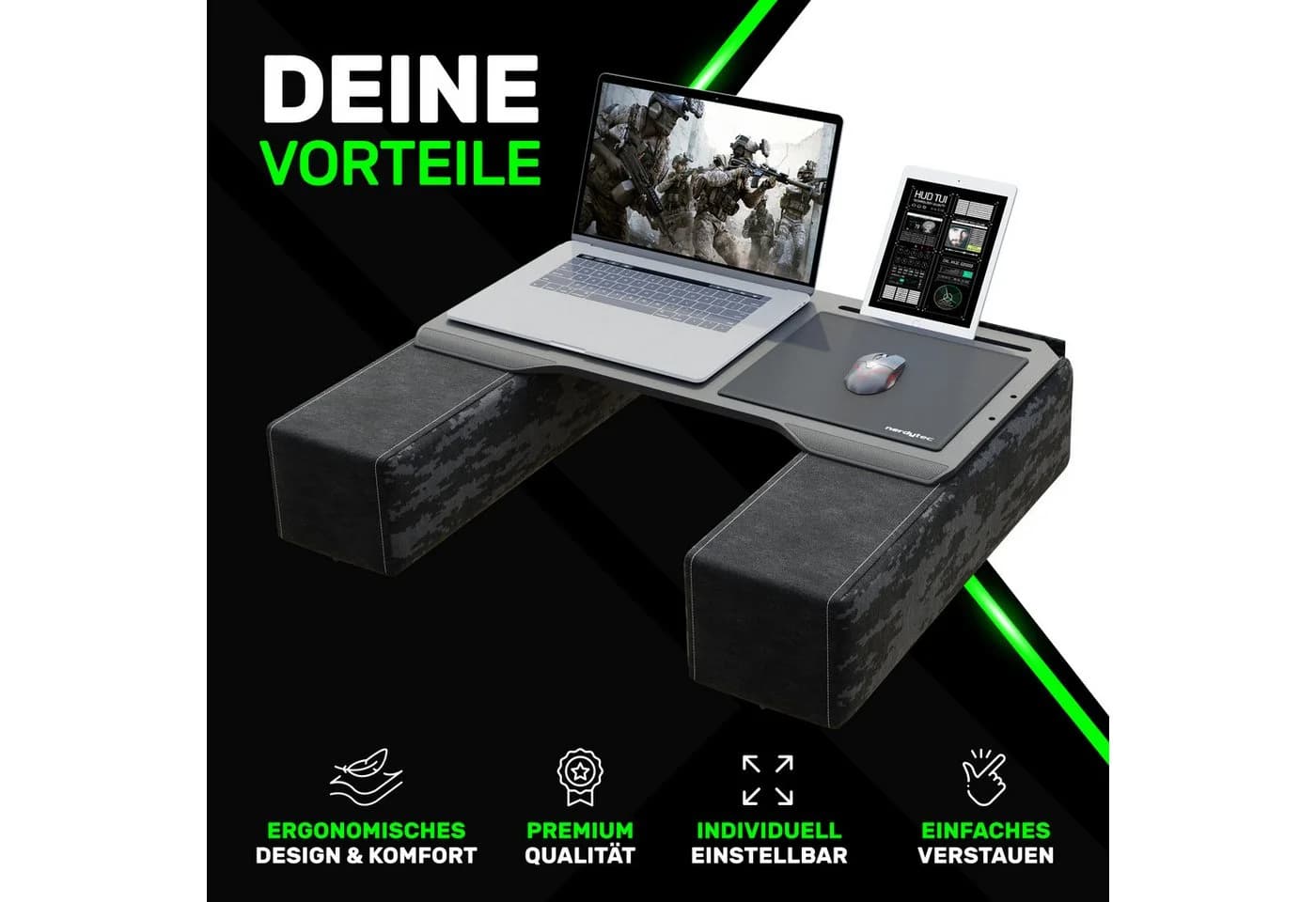 COUCHMASTER Computertisch CYBOT - Ergonomischer Laptoptisch für Homeoffice und Gaming