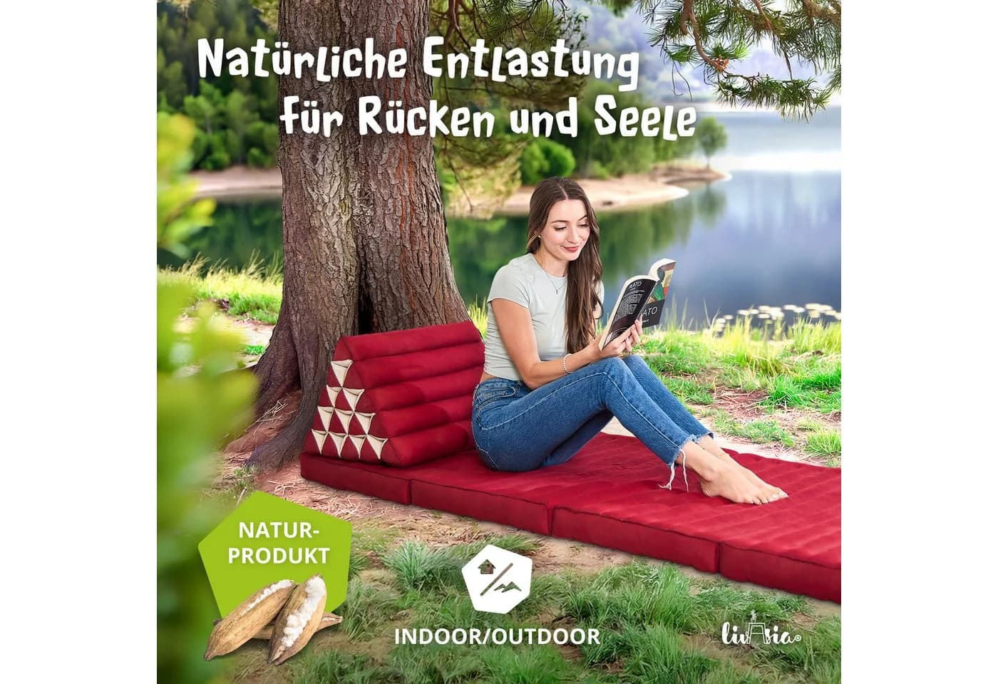 livasia Keilkissen Kapok Dreieckskissen hoch rot