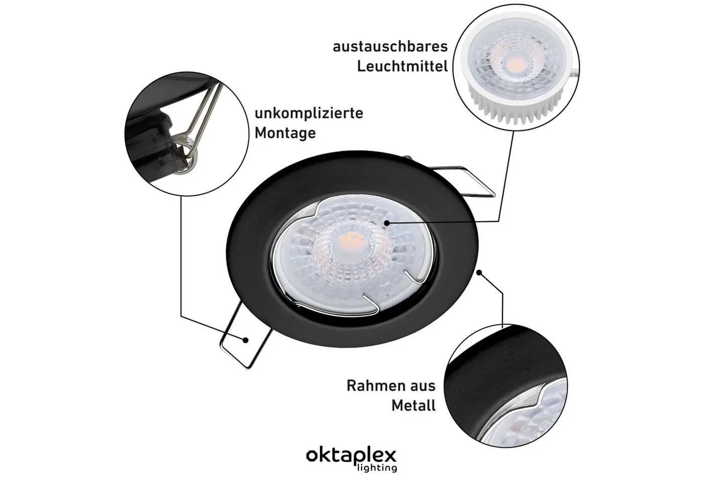 Oktaplex lighting LED Einbaustrahler Sedan Schwarz 3000K