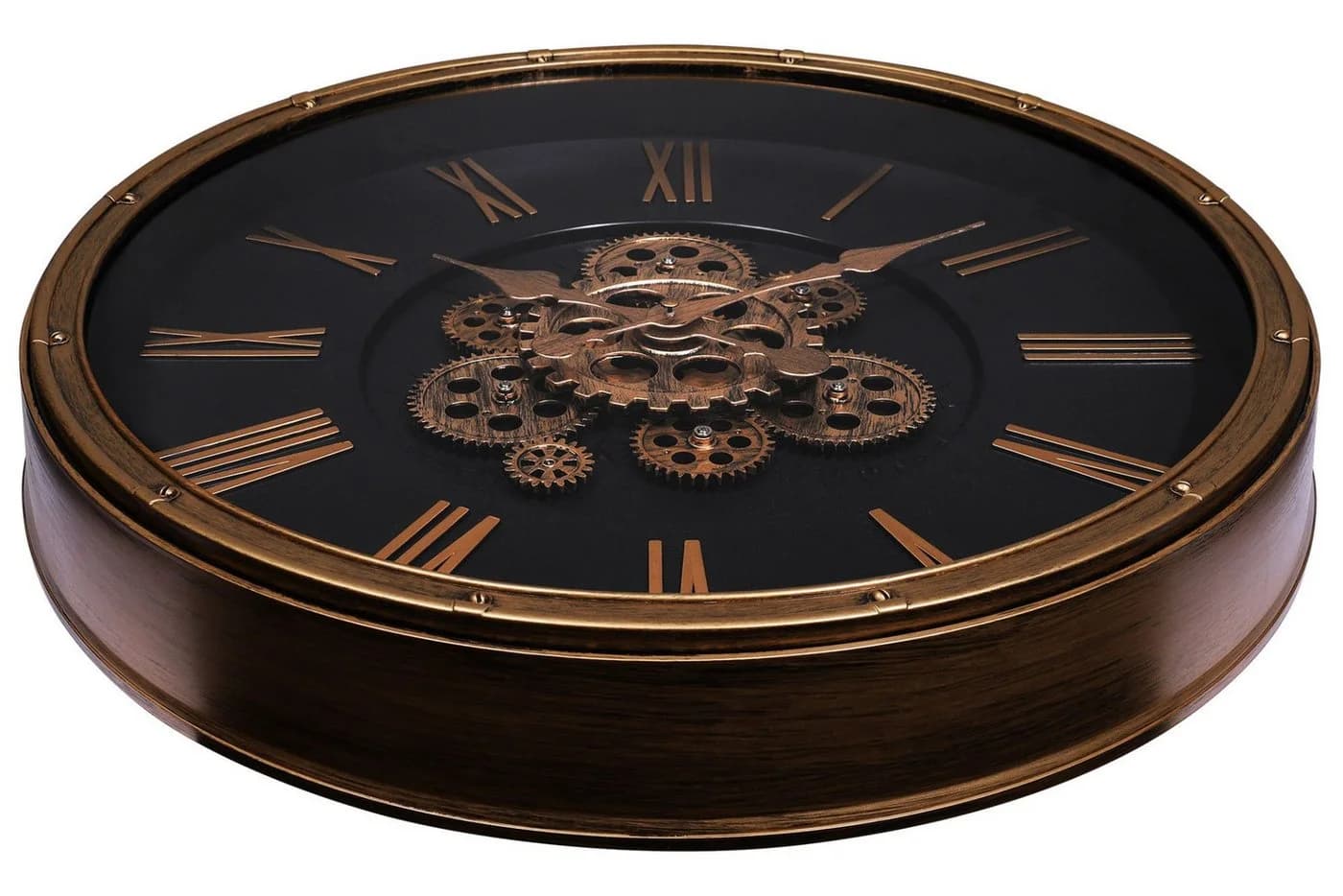 Hermann Jäckle Skelett Wanduhr Industrial Vintage Schwarz Roségold