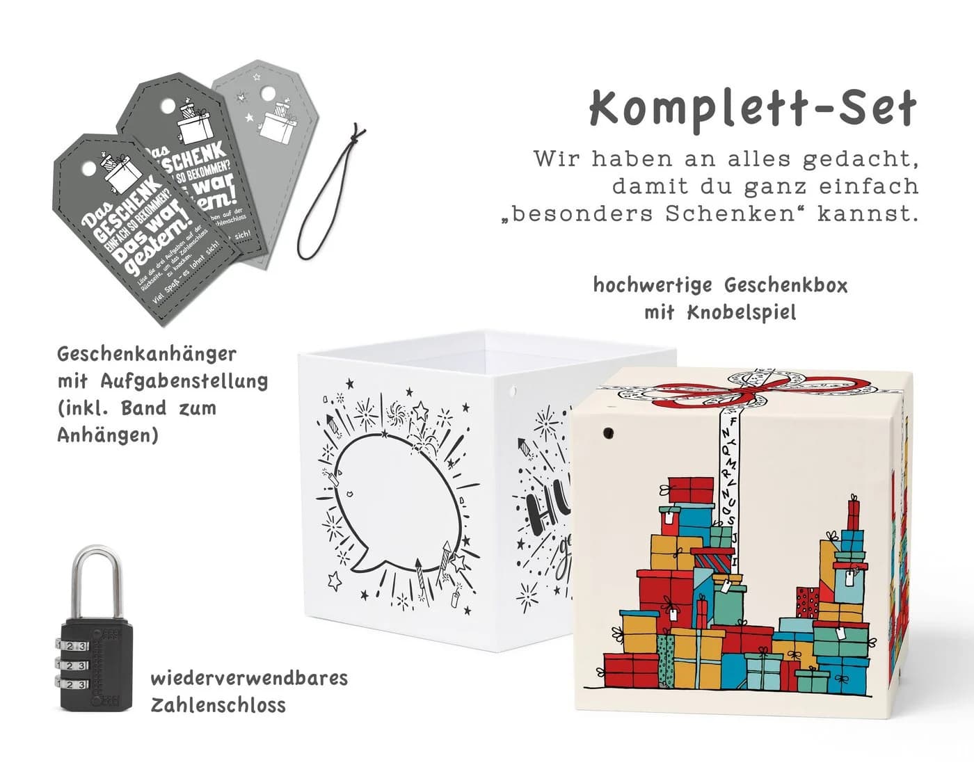 SURPRISA Geschenkbox Knobelbox mit Zahlenschloss