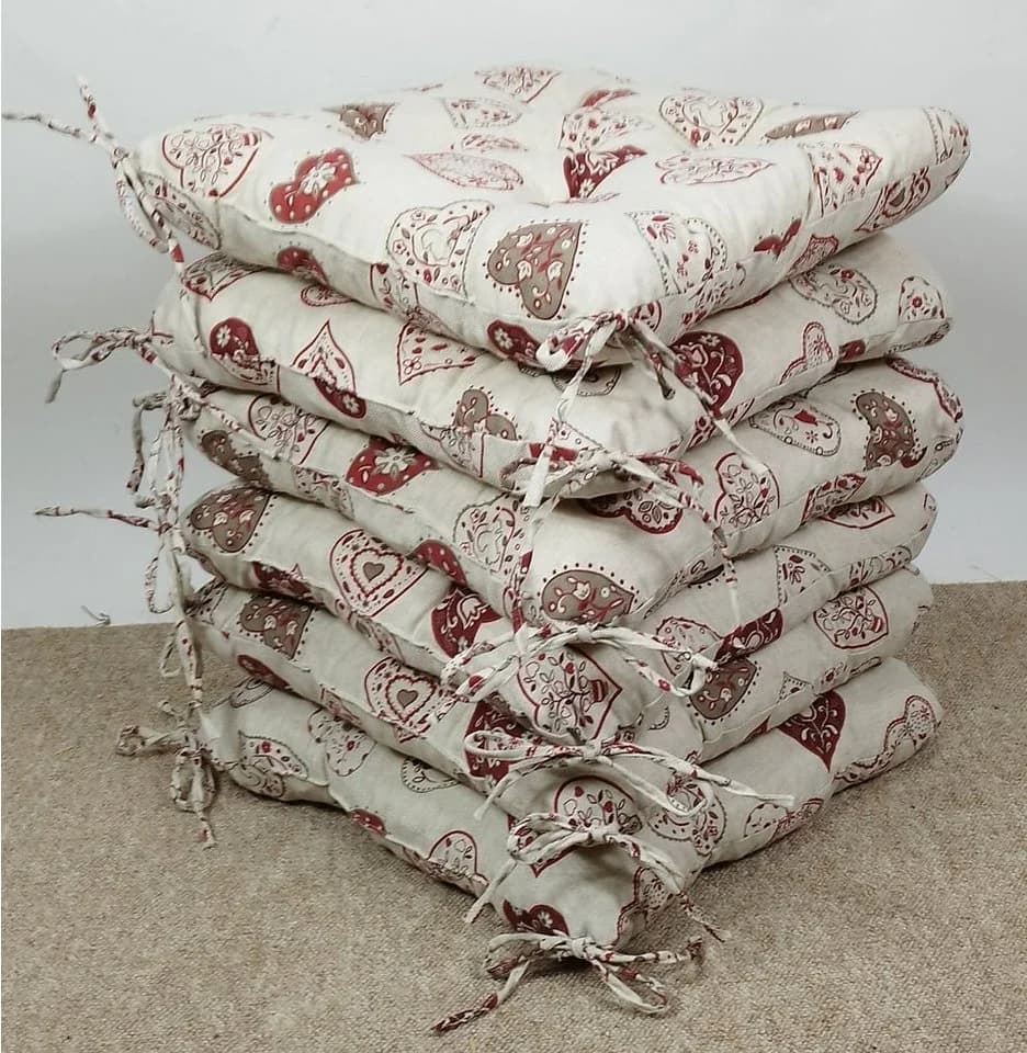Rattani Sitzkissen Set 6x Stuhlkissen Klara 42 x 42 cm Stoff Mirha Leinen