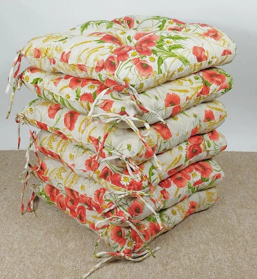 Rattani Sitzkissen 6er Set Klara Mohnblume Beige