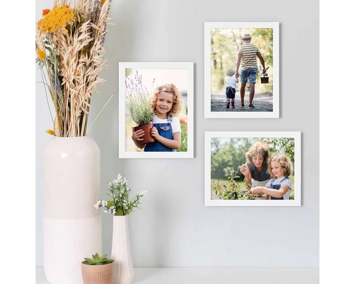 PHOTOLINI Bilderrahmen 3er Set Weiß Modern Acrylglas