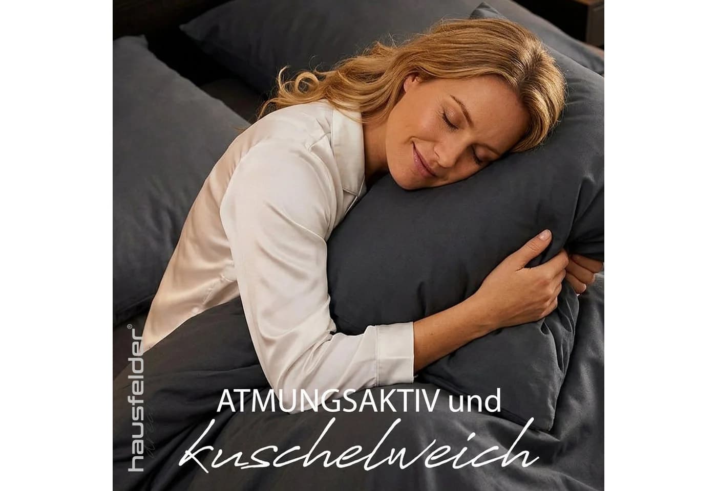 Hausfelder Bettwäsche Set 3-tlg. Anthrazit Mikrofaser