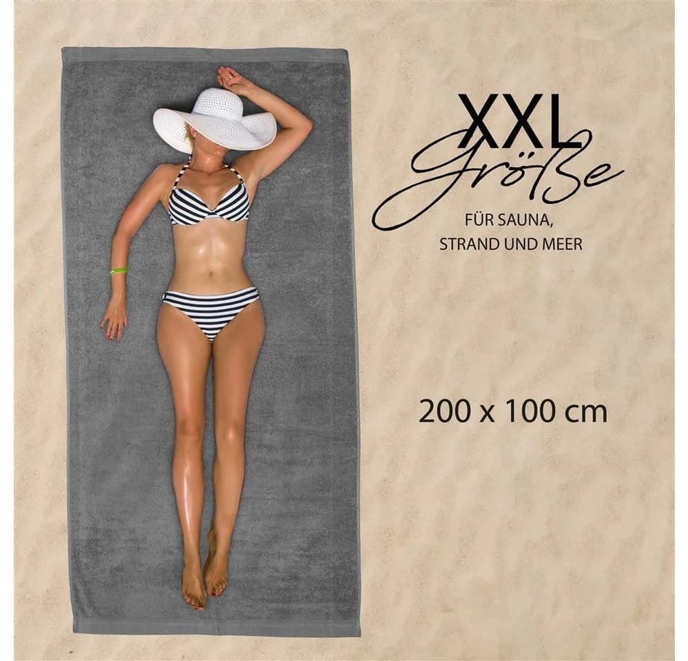 Hausfelder Saunatuch XXL Grau 100x200cm 500g/m² Baumwolle