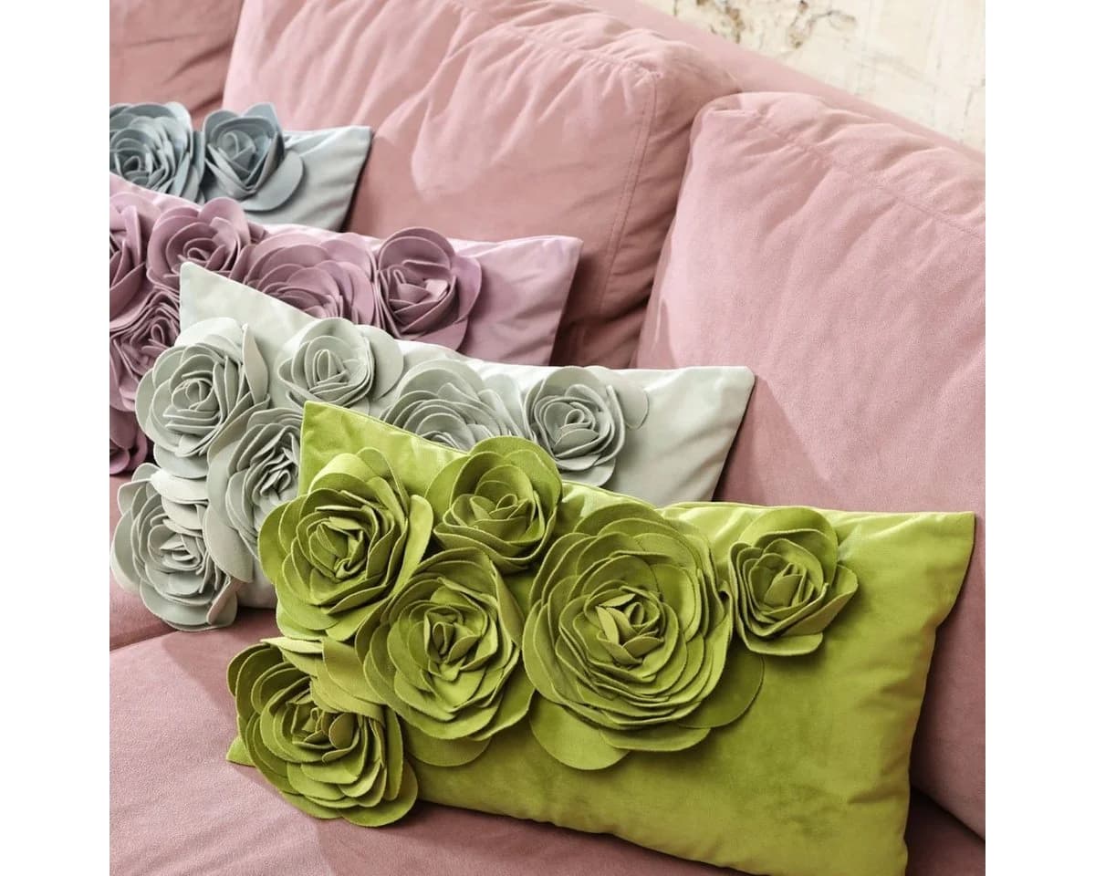 PAD Kissenhülle Samt Floral Taupe 30x50cm