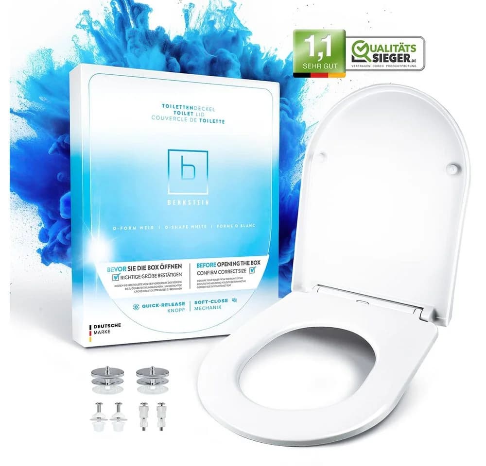 Benkstein WC-Sitz Premium Toilettendeckel antibakteriell D-Form Weiß