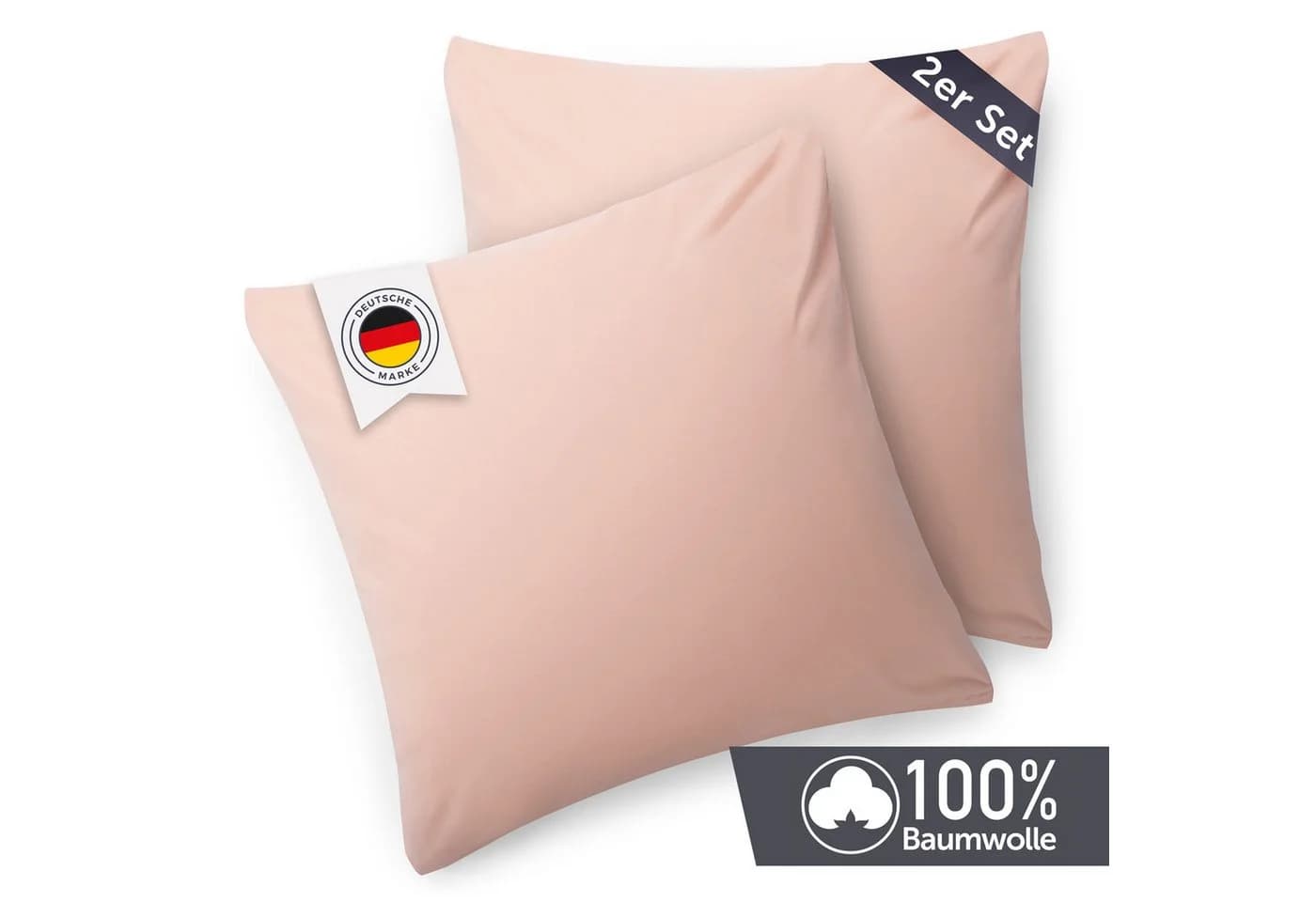 Blumtal Kissenbezug Premium Jersey 2er Set Rosa Baumwolle