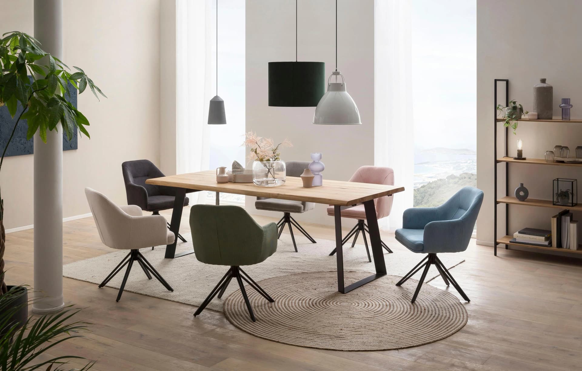 HOME AFFAIRE Esstisch Hudson Eiche Natur Schwarz erweiterbar